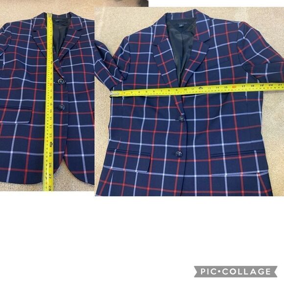 Tommy Hilfiger NWOT blue red plaid check skirt blazer suit set size 14 - Picture 12 of 13
